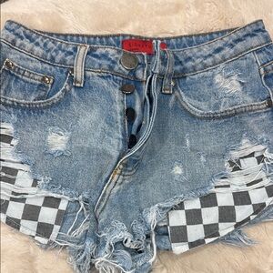 Signature Blue High-Waisted Jean Shorts